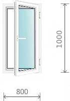 Пластиковое окно (одностворчатое, с поворотно-откидной створкой), 800 x 1000мм