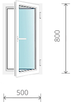 Пластиковое окно (одностворчатое,с поворотно-откидной створкой), 500x800 мм