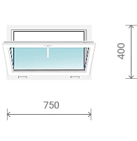Пластиковое окно (фрамужное, с откидной створкой), 750x400 мм